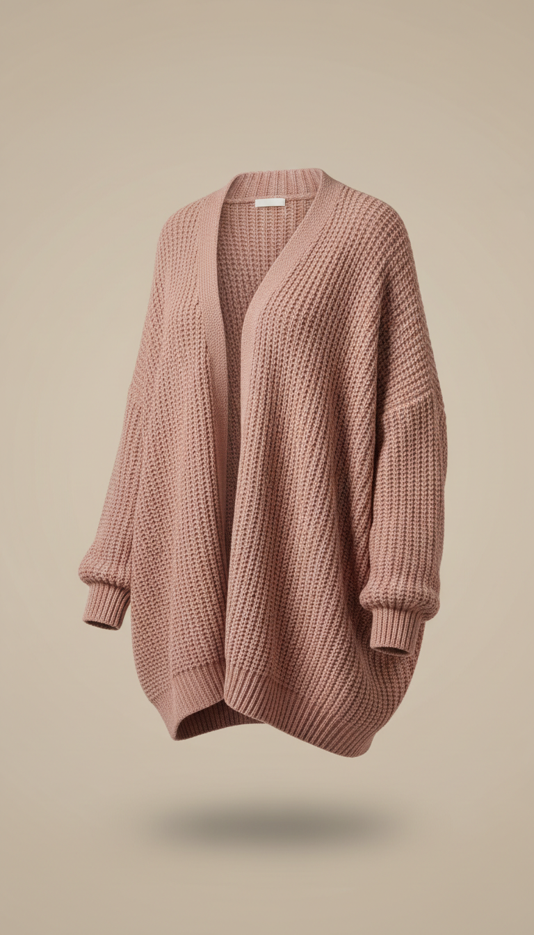 Clay Pink Oversized Cozy Cardigan