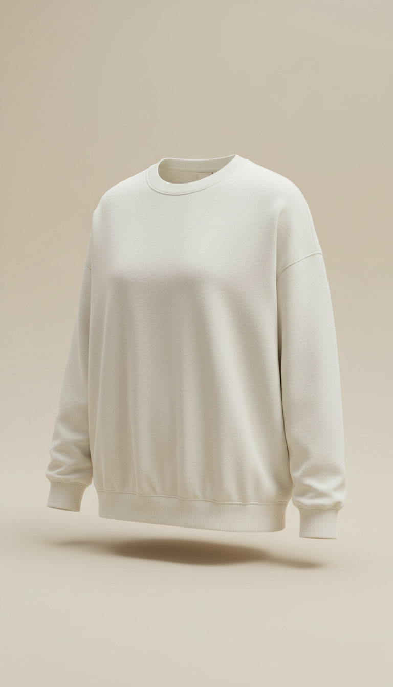 Ivory Crewneck Soft Cotton Sweatshirt